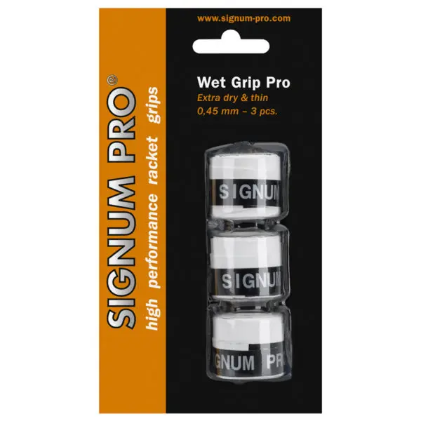 Signum Pro Wet Grip Pro 0.45mm Overgrip (White) 3 Pack