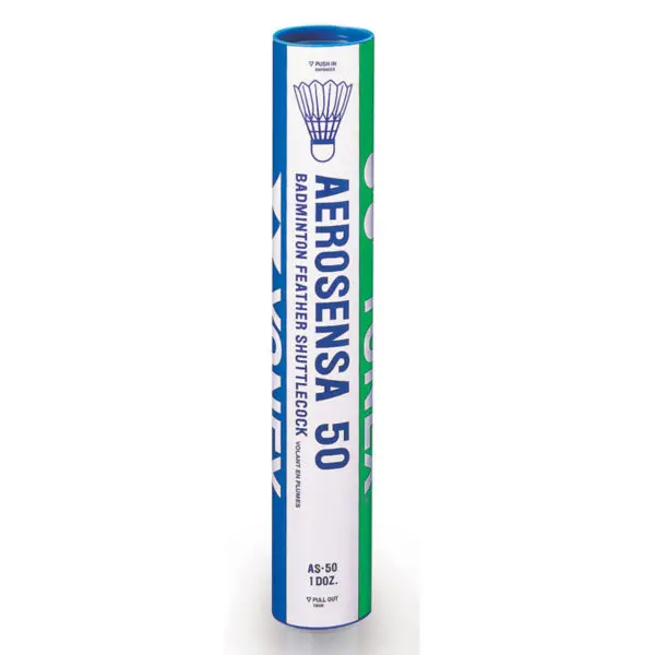The YONEX AeroSensa 50 Feather Shuttlecock in a Tube