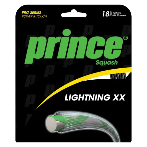 Prince Lightning XX Squash Black Pkt - Squash racket with black design.