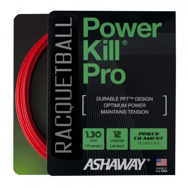 PowerKill Pro badminton racket with red and black color combination.