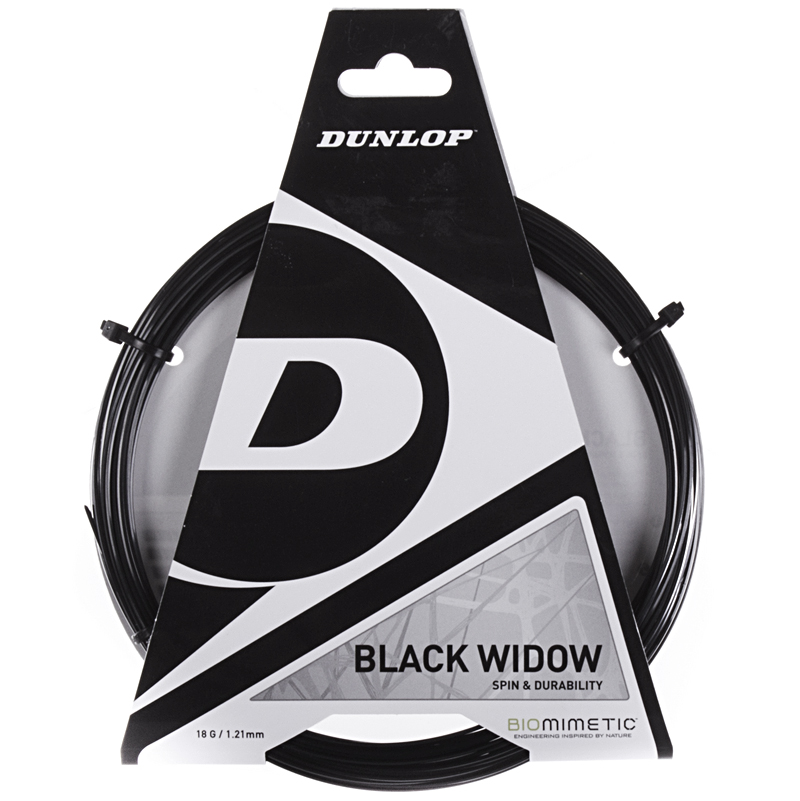 Dunlop Black Widow Tennissaite – 1,21 Mm, 12 M, Schwarz, Co-polyester Für Spin