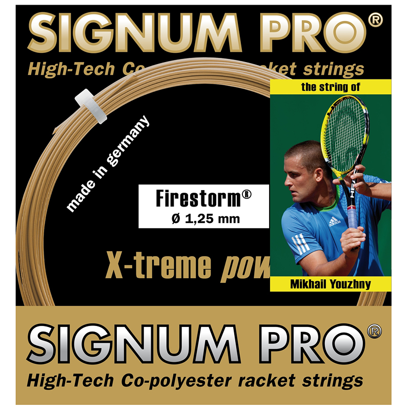 Rotolo Corda Da Tennis Signum Pro Firestorm 100m - Oro Metallizzato, Monofilamento, Alta Tensione