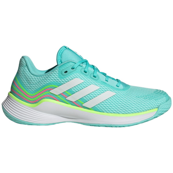 Adidas Womens Novaflight Indoor Court Shoe (Flash Aqua/White/Lucid Lemon)