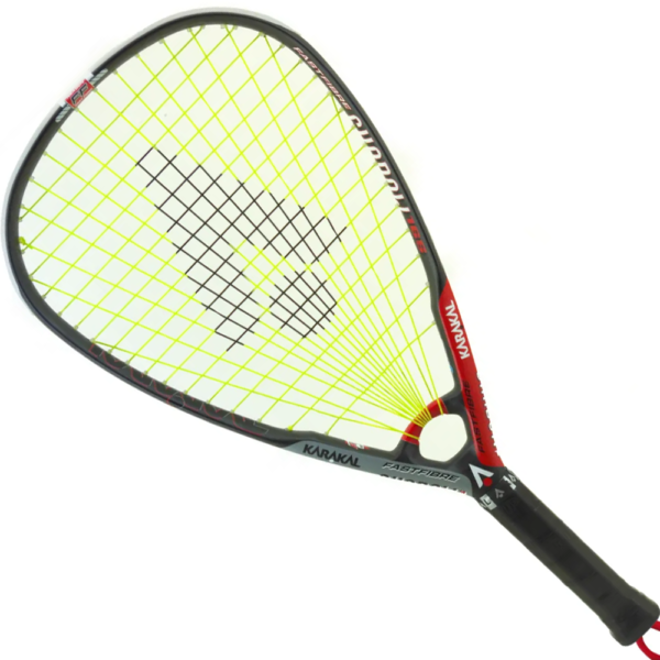 Red and white badminton shuttlecock on a black background