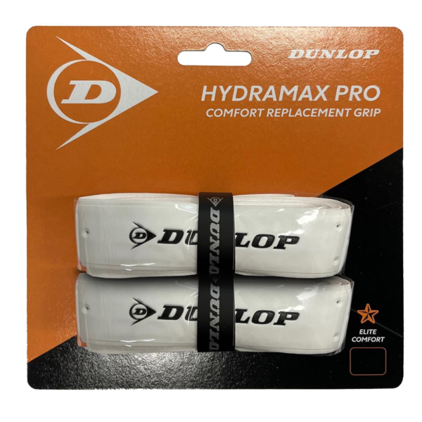 Dunlop Hydramax Pro Squash Replacement Grip (White) (2 Pack)