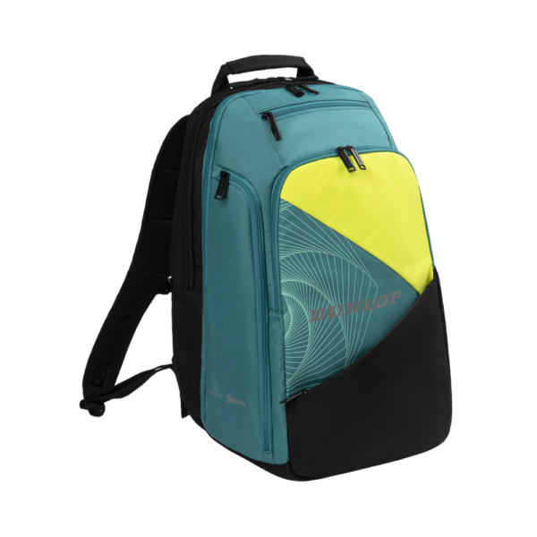 Dunlop SX Performance Backpack in teal, yellow and black
