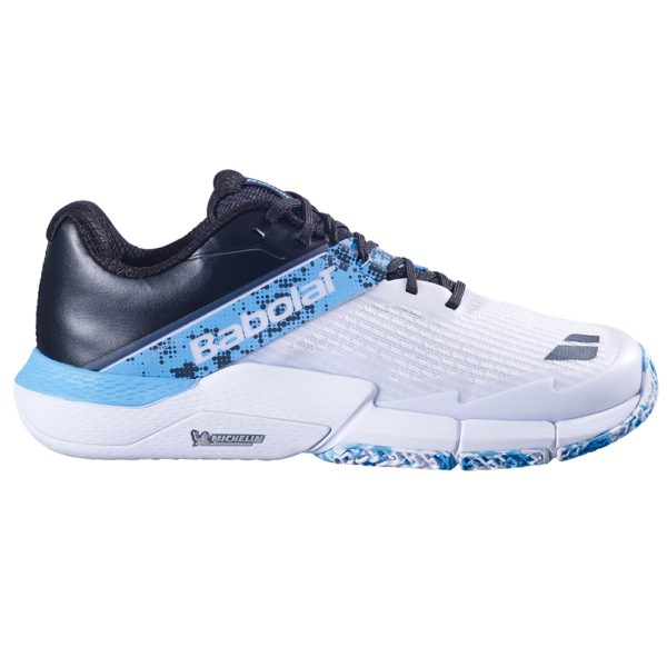 Babolat Mens Movea 2 Padel Shoes (White/Cyan Blue) (2025)