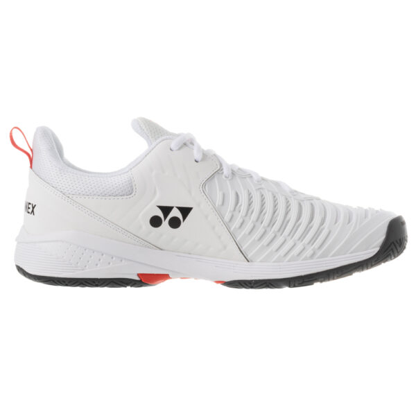 Yonex Mens Sonicage 3 Power Cushion All Court Shoes (White/Red) - Size 7.5 UK