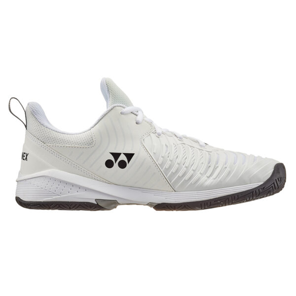 Yonex Mens Sonicage 3 Wide Power Cushion All Court Shoes (White/Black) - Size 12.5 UK