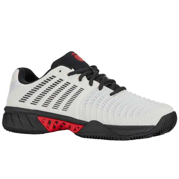 K-Swiss Mens Express Light 3 HB All Court Shoe (Bright White/Stretch Limo/High Risk Red) - Size 7 UK