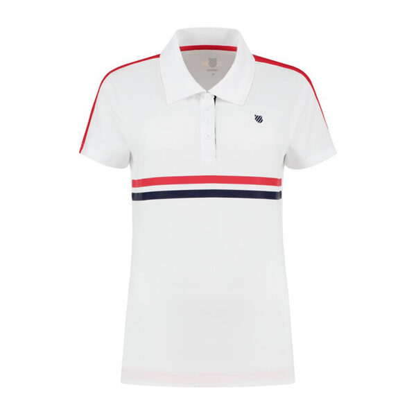K-Swiss Womens Heritage Sport Striped Polo (White) - Size: Small